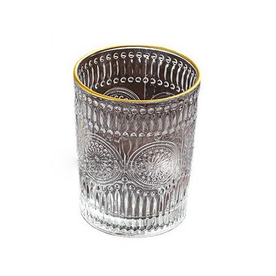 Taça de vidro de borda de ouro com estilo clássico e design de girassol