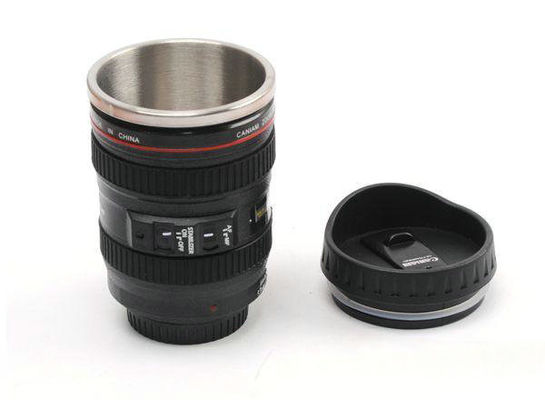 Creativo de parede dupla de aço inoxidável 400ml Lente de câmera Forma caneca de café garrafa de viagem