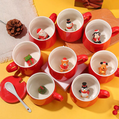Taça de chá de cerâmica 3D sustentável de Natal feita à mão para presentes e festas
