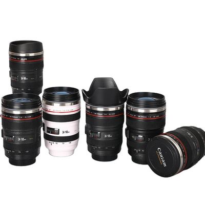 Creativo de parede dupla de aço inoxidável 400ml Lente de câmera Forma caneca de café garrafa de viagem