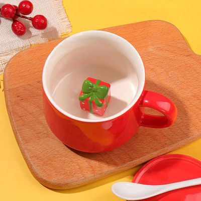 Taça de chá de cerâmica 3D sustentável de Natal feita à mão para presentes e festas
