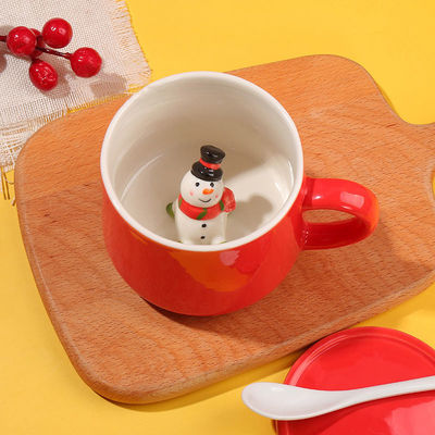 Taça de chá de cerâmica 3D sustentável de Natal feita à mão para presentes e festas