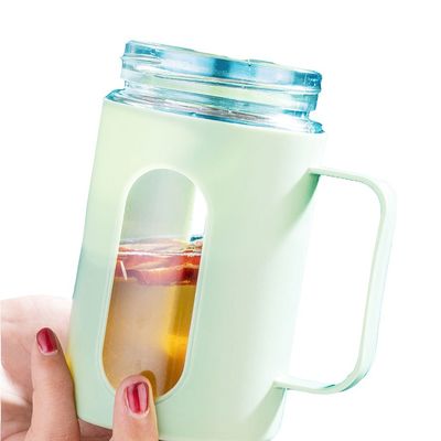 Taça de chá de café com aroma de escritório 500ml de vidro com tampa e alça de cor personalizada
