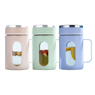 Taça de chá de café com aroma de escritório 500ml de vidro com tampa e alça de cor personalizada