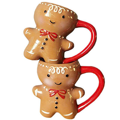 Taça de leite de cerâmica de Natal ecológica de 300 ml com desenho animado em 3D
