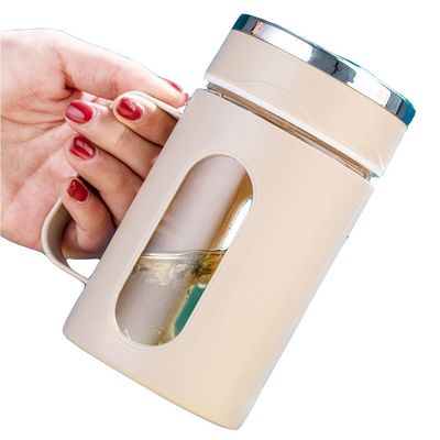 500 ml de garrafa de água de vidro personalizada com manga de plástico