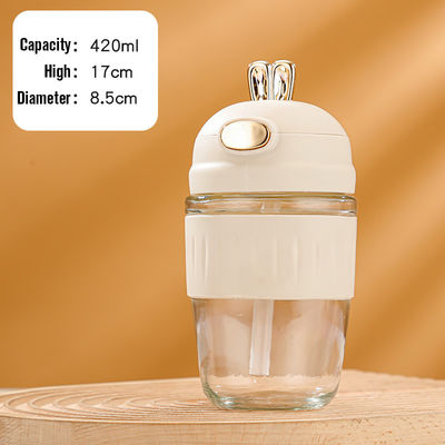 Popular Coelho Estilo Portátil Reutilizável Copo de Água de Vidro Com Palha caneca de café Adequado