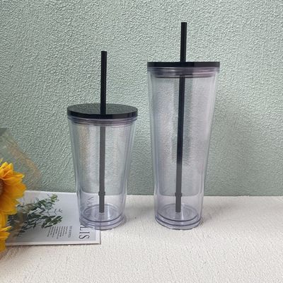16oz/24oz Taça de Esportes Estudantil com Cobertura e Palha Garrafa de Água de Plástico
