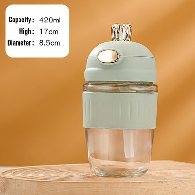 Popular Coelho Estilo Portátil Reutilizável Copo de Água de Vidro Com Palha caneca de café Adequado