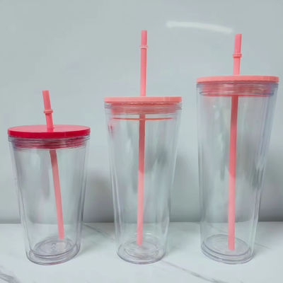 16oz/24oz Taça de Esportes Estudantil com Cobertura e Palha Garrafa de Água de Plástico