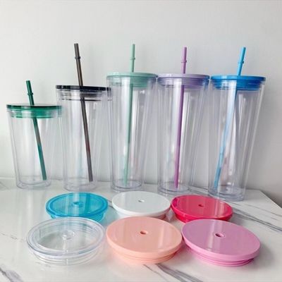 16oz/24oz Taça de Esportes Estudantil com Cobertura e Palha Garrafa de Água de Plástico
