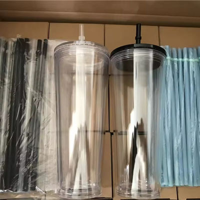 16oz/24oz Taça de Esportes Estudantil com Cobertura e Palha Garrafa de Água de Plástico