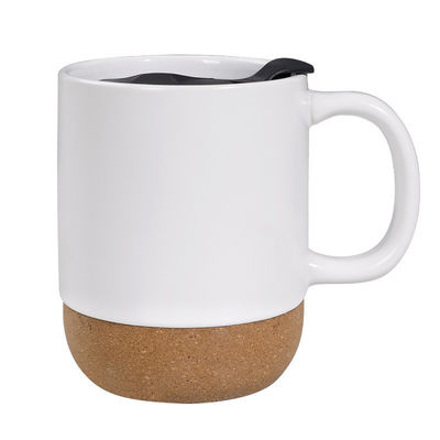 450ml Cork Base Stoneware Matte Ceramic Coffee Mug com tapa de PP Perfeito Festival Gift Giving