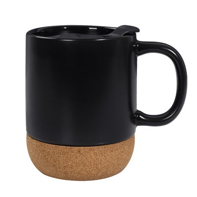 Copo de Natal em cerâmica de 450 ml com tampa Logotipo personalizado Copo de fundo de cortiça criativo branco mate