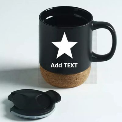 Copo de Natal em cerâmica de 450 ml com tampa Logotipo personalizado Copo de fundo de cortiça criativo branco mate