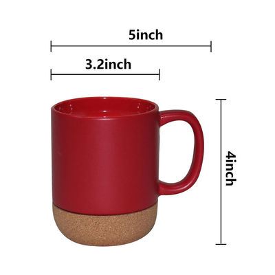 14 OZ Cork Base Stoneware Matte Custom Design Cerâmica Taça de Café com tampa PP e durável