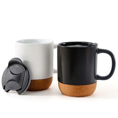 Logotipo personalizado 15oz Sublimação porcelana caneca de café Copo cerâmico com tampa e fundo de madeira