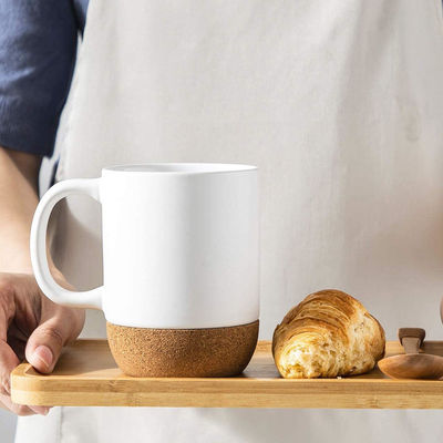 Logotipo personalizado 15oz Sublimação porcelana caneca de café Copo cerâmico com tampa e fundo de madeira
