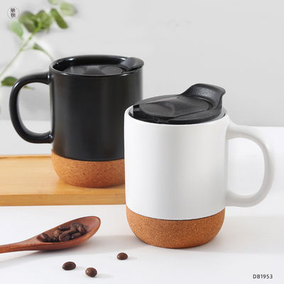 Logotipo personalizado 15oz Sublimação porcelana caneca de café Copo cerâmico com tampa e fundo de madeira
