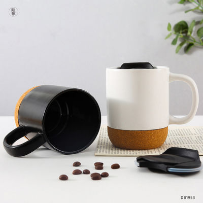 Logotipo personalizado 15oz Sublimação porcelana caneca de café Copo cerâmico com tampa e fundo de madeira