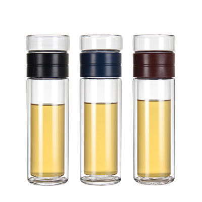 Botão de água de vidro com parede isolada dupla com tampa Infusor de frutas para sua conveniência
