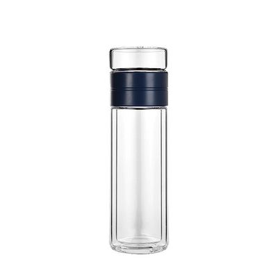 Botão de água de vidro com parede isolada dupla com tampa Infusor de frutas para sua conveniência