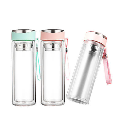 Eco 320ml Vidro de parede dupla Bebida de chá garrafa de água com infusor de chá ideal para qualquer ocasião