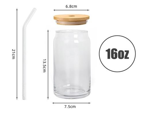 Festa de 16 oz de cerveja em forma de taça com tampa de bambu e palha