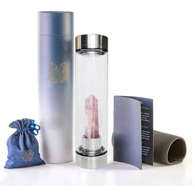 Energia curativa Garrafa de água de vidro de cristal Pedras Garrafa de água potável de cristal