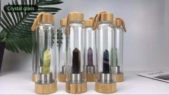 Energia curativa Garrafa de água de vidro de cristal Pedras Garrafa de água potável de cristal