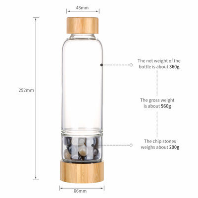 Garrafa de água de vidro de pedra de cristal reutilizável com design elegante para meninas 500ml portátil