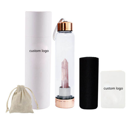 500 ml Capacidade Vintage Design Healing Glass Stones Garrafa de água cristalina para beber