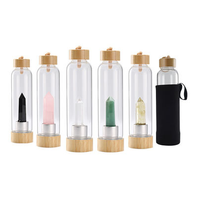 500 ml Capacidade Vintage Design Healing Glass Stones Garrafa de água cristalina para beber