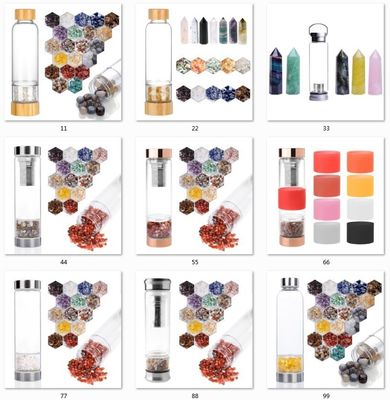 500 ml Capacidade Vintage Design Healing Glass Stones Garrafa de água cristalina para beber