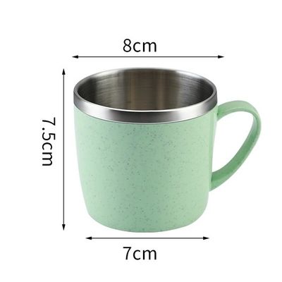 Taça de café de aço inoxidável com alça de 220 ml para lanches e bebidas infantis