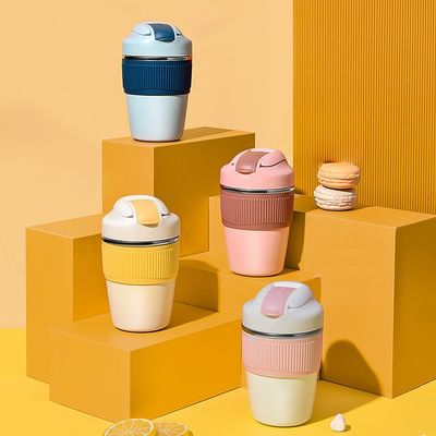 350ml 480ml Cute Double Wall Travel Mug Café Isulado Tumbler Vazio Copo Termal Com Palha