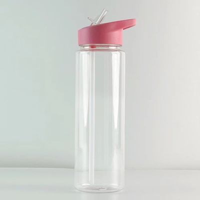 Garrafas de água de plástico livres de BPA para uso externo de 500 ml/750 ml com palhinha flexível e design portátil