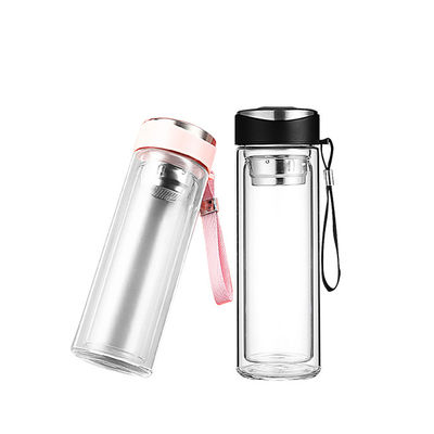 Tumbler de vidro de parede dupla com infusor de chá para impressão por sublimação a baixo MOQ