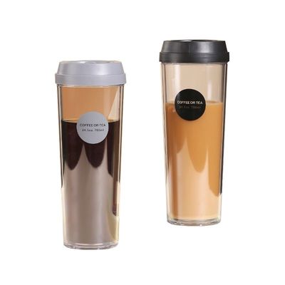 320ml/420ml/520ml/700ml Reutilizável Dupla parede de plástico Transparente chá de chá com tampa