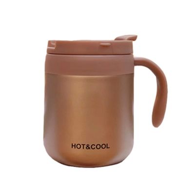 Copo de escritório de aço inoxidável 304 com alça e tampa Logotipo personalizado de bebida de café Taça de isolamento de vácuo
