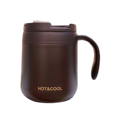 Copo de escritório de aço inoxidável 304 com alça e tampa Logotipo personalizado de bebida de café Taça de isolamento de vácuo