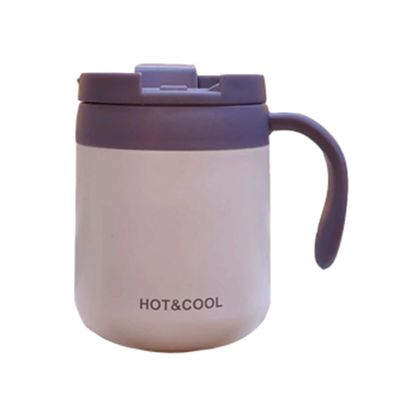 Copo de escritório de aço inoxidável 304 com alça e tampa Logotipo personalizado de bebida de café Taça de isolamento de vácuo