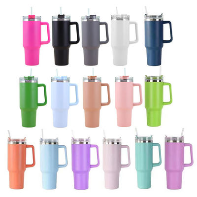304 Taça de aço inoxidável de vácuo isolado 40 Oz Tumbler com alça e palha com 1