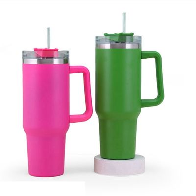 304 Taça de aço inoxidável de vácuo isolado 40 Oz Tumbler com alça e palha com 1