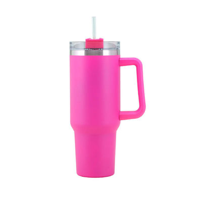 Copo térmico portátil Tumbler com alça e tampa palha 40oz aço inoxidável isolado