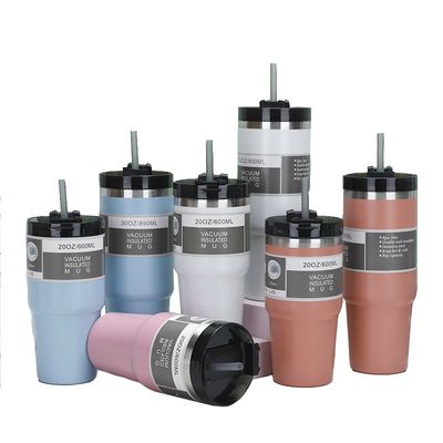 Amostra 20oz 30oz Copo de carro com palha 304 Tubler de aço inoxidável Dupla parede Vazão isolado caneca viagem Tumble