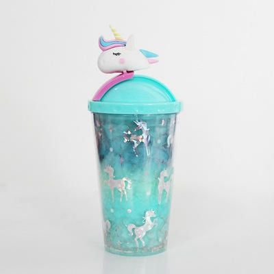 430 ml de capacidade garrafa de água de moda para o exterior linda forma de unicórnio à prova de vazamento com tampa