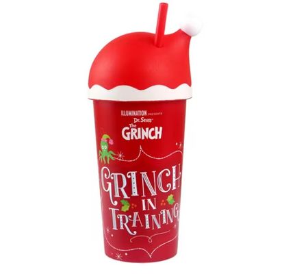 Presente de Natal 20oz plástico reutilizável bebés Santa Hat Mug com tampas e canudos