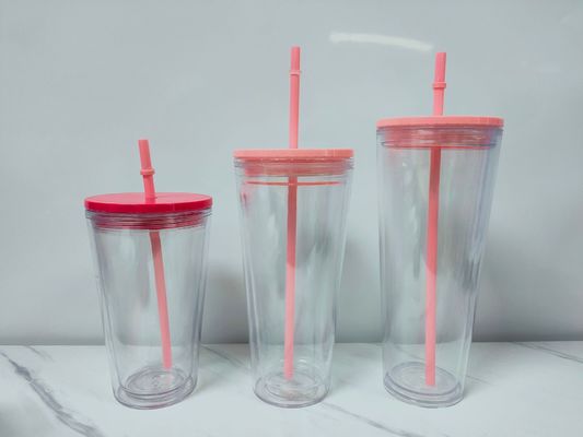 Número de peças 1 Botão de água de plástico transparente de parede dupla para taça de verão de estudantes