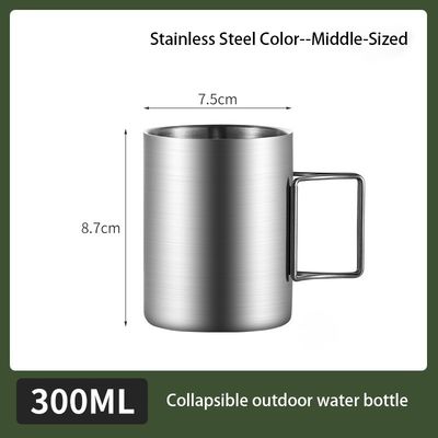 Copo de água de aço inoxidável portátil simples com boca larga e estilo de design minimalista